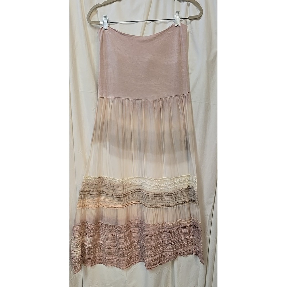 LOLA Made In Italy Silky Maxi Tiered Skirt L‎ Cottagecore Romantic - Picture 3 of 8